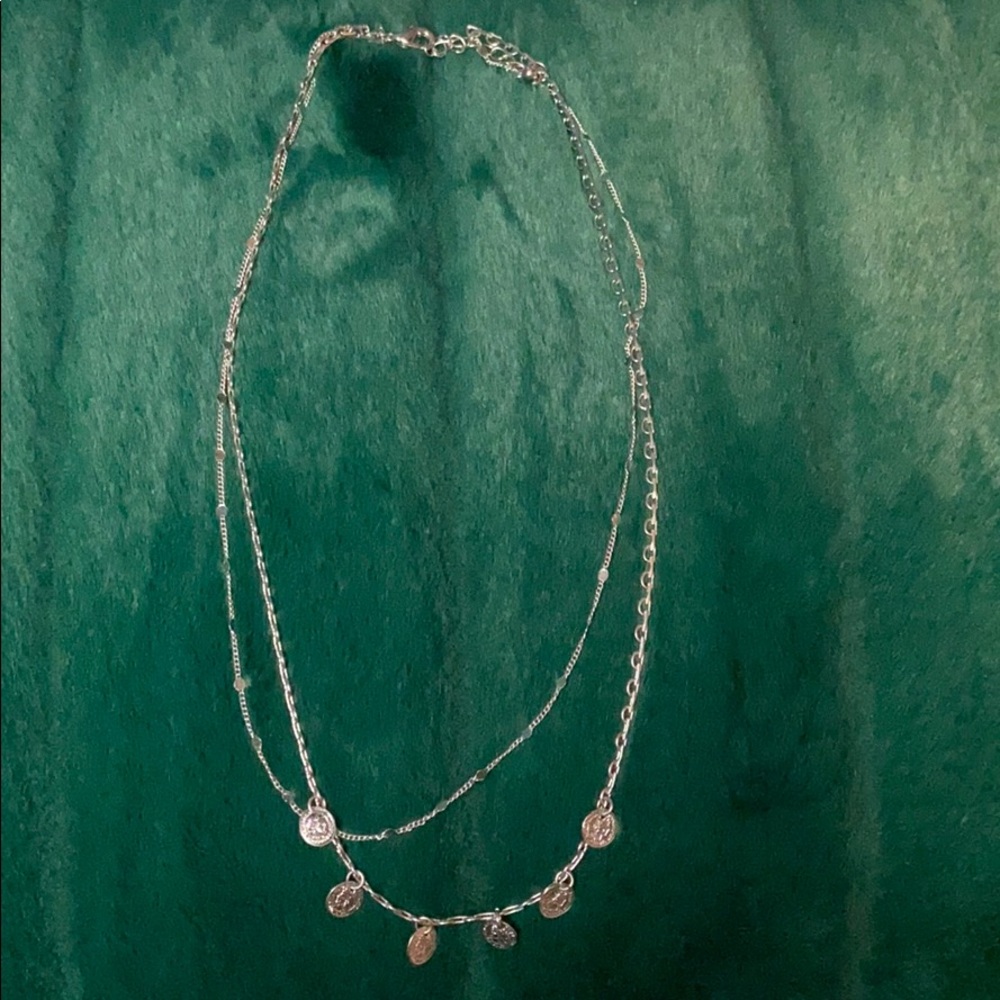 Silver double layered necklace